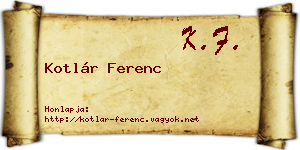 Kotlár Ferenc névjegykártya
