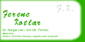 ferenc kotlar business card